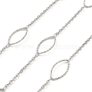 Handmade 304 Stainless Steel Horse Eye Link Chains, Soldered, with Spool, Stainless Steel Color, 20x10x1mm, about 16.40 Feet(5m)/Roll(CHS-G025-04P)