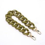 Resin Removable Chain Bag Straps, with Zinc Alloy Clasps, for Bag Straps Replacement Accessories, Olive, 41x3.3x0.7cm(FIND-TAC0007-04B)