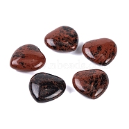 Natural Mahogany Obsidian Healing Stones, Heart Love Stones, Pocket Palm Stones for Reiki Ealancing, 30x30x11.5~12.5mm(G-G020-01P)