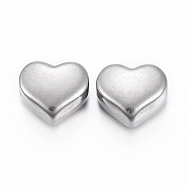304 Stainless Steel Beads, Heart, Stainless Steel Color, 9x10x6mm, Hole: 1.5mm(STAS-H398-25P)