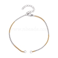 304 Stainless Steel Box Chains Bracelet Making, with 304 Stainless Steel Jump Rings and Lobster Claw Clasp, Golden & Stainless Steel Color, 7-1/8 inch(18cm), 0.2cm(AJEW-JB01113-02)