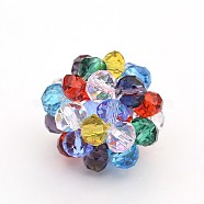 Transparent Glass Crystal Beaded Round Beads, Colorful, 27mm, Beads: 8mm(X-GLAA-A034-8mm-A14)