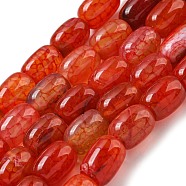 Natural Dragon Veins Agate Beads Strands, Dyed & Heated, Column, Orange Red, 13.5x10~10.5mm, Hole: 1mm, about 28pcs/strand, 15.16''(38.5cm)(G-A223-D11-01D)