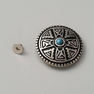 Zinc Alloy Buttons, with Synthetic Turquoise and Iron Screws, for Purse, Bags, Leather Crafts Decoration, Flat Round, Turquoise, 28.5x9mm, Hole: 2mm(BUTT-WH0030-01B)