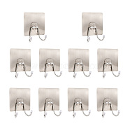 201 Stainless Steel Plastic Hook Hanger, with Self Adhesive Sticker, Square, Clear AB, 80x80x9mm(SW-TAC0002-06)
