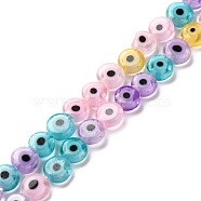 Handmade Evil Eye Lampwork Beads Strands, Flat Round, Colorful, 6x2.5mm, Hole: 0.8mm, about 65pcs/strand, 14.37''(36.5cm)(LAMP-G164-10A)