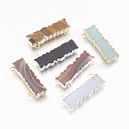Natural Mixed Stone Pendants, with Brass Findings, Dyed, Rectangle, 11~12x29~32x3~4.5mm, Hole: 1.5mm(G-E493-K)