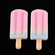 Flocky Resin Beads, Half Drilled Beads, Ice Cream, Hot Pink, 37.5x15.5x5.5mm, Hole: 1.2mm(RESI-Q214-003D)