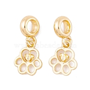 Rack Plating Alloy European Dangle Charms, Paw Print Large Hole Pendants, Golden, 23mm, Paw Print: 14x11.5x1.5mm, Hole: 4.5mm(FIND-C055-16G)