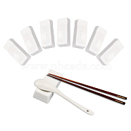 Porcelain Chopsticks Rest Dinner Spoon Stand Knife Fork Holder, Rectangle, White, 74x30.5x17mm(DJEW-WH0063-26)