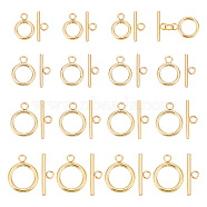 20Pcs 4 Colors 304 Stainless Steel Toggle Clasps, Round Rings, Real 18K Gold Plated, Ring: 16~23x12~18x2~2.5mm, Hole: 2.5~3mm, Bar: 18~25x7~7.5x2~2.5mm, Hole: 3mm, 5pcs/style(STAS-AR0001-71)