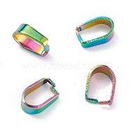 Ion Plating(IP) 304 Stainless Steel Snap on Bails, Rainbow Color, 8x5.5x3mm, Inner: 7x4mm(STAS-P214-08MC-01)