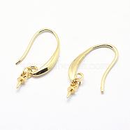 Brass Earring Hooks, Cadmium Free & Nickel Free & Lead Free, Real 18K Gold Plated, 23.5~25x11~12mm, 19 Gauge, Pin: 0.9mm(KK-L151-02G-NR)
