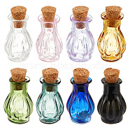 Elite 8Pcs 8 Colors Miniature Glass Bottles, with Cork Stoppers, Empty Wishing Bottles, for Dollhouse Accessories, Jewelry Making, Mixed Color, 25x14mm, 1pc/color(GLAA-PH0002-58)