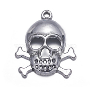 Tibetan Style Pendants for Halloween, Pirate Style Skull, Cadmium Free & Lead Free, Antique Silver, 26.5x22x4.5mm, Hole: 1.5mm(LFH20210Y)