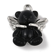 Platinum Alloy Resin Pendants, Bear, Black, 19.5x14.5x7.5mm, Hole: 1.7mm(FIND-U017-05P-01)