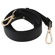 Leather Adjustable Bag Handles, with Alloy Swivel Clasps, Black, 102~108x3.75cm(PURS-WH0005-80KCG-02)