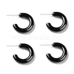 Hypoallergenic Bioceramics Zirconia Ceramic Ring Stud Earrings, Half Hoop Earrings, No Fading and Nickel Free, Black, 15x3.5x13.5mm(EJEW-Z023-02C)