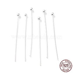 925 Sterling Silver Ball Head Pins, Silver, 24 Gauge, 25x0.5mm, Head: 1.5mm(STER-M117-05B-S)