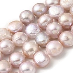 Natural Cultured Freshwater Pearl Beads Strands, Two Sides Polished, Grade 3A, Lilac, 11~12mm, Hole: 0.5mm, about 17pcs/strand, 7.09 inch(18cm)(PEAR-A006-13D)