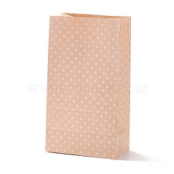Rectangle Kraft Paper Bags, None Handles, Gift Bags, Polka Dot Pattern, BurlyWood, 13x8x24cm(CARB-K002-02B-05)