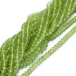 Natural Peridot Beads Strands, Faceted, Rondelle, 3.5x2.5mm, Hole: 0.7mm, about 142pcs/strand, 15.3 inch(39cm)(G-I249-D05-02)