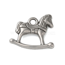 Non-Tarnish 304 Stainless Steel Pendants, Hobbyhorse Charms, Stainless Steel Color, 17x20x3mm, Hole: 2mm(STAS-N103-15P)