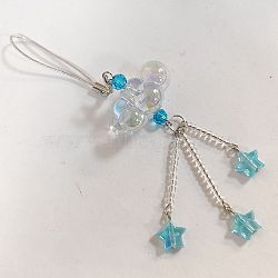Glass & Acrylic Mobile Straps, Cloud, Deep Sky Blue, 135mm(HJEW-SW00086-05)