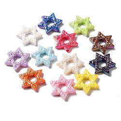 UV Plating Acrylic Beads, AB Color, Star, Mixed Color, 28.5x25x6mm, Hole: 2.5mm(MACR-A010-07)