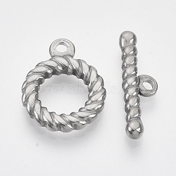 Non-Tarnish 304 Stainless Steel Toggle Clasps, Stainless Steel Color, toggle: about 19x15x3mm, Hole: 1.8mm,, bar: 21.5x7x3, Hole: 1.8mm(X-STAS-N087-04)