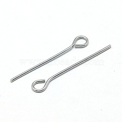 Stainless Steel Eye Pin Jewelry Findings, 20x0.6mm, Hole: 2mm(X-STAS-E013-0.6x20mm)