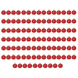 Alloy Enamel Pendants, Flat Round with Constellation, Light Gold, Red, Leo, 15x12x2mm, Hole: 1.5mm, 100pcs/Box(ENAM-SZ0001-28B-G)