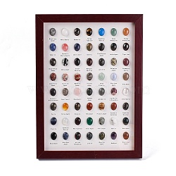 56 Styles Natural and Synthetic Mixed Gemstones Oval Collections, Photo Frame Display Decoration, for Earth Science Teaching, 360x265x22mm(DJEW-L022-01)