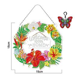 DIY Plastic Hanging Sign Diamond Painting Kit, for Home Decorations, Wreath, Mixed Color, 180x190mm(DIAM-PW0001-109D)