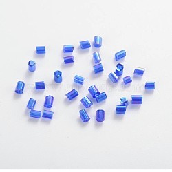 11/0 Two Cut Glass Seed Beads, Hexagon, Transparent Colours Rainbow, Blue, about 2mm long, 2mm wide, hole: 0.5mm, about 37500pcs/pound(CSDB168)