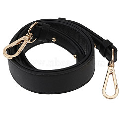 Leather Adjustable Bag Handles, with Alloy Swivel Clasps, Black, 102~108x3.75cm(PURS-WH0005-80KCG-02)