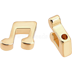 50Pcs Brass Beads, Top Drilled Beads, Long-Lasting Plated, Musical Note, Real 18K Gold Plated, 8x9x2.5mm, Hole: 1.4mm(KK-BC0002-97)