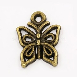 Tibetan Style Alloy Pendants, Butterfly, Cadmium Free & Nickel Free & Lead Free, Antique Bronze, 15x12.5x2mm, Hole: 2mm(X-TIBEP-A890-AB-FF)