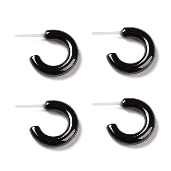 Hypoallergenic Bioceramics Zirconia Ceramic Ring Stud Earrings, Half Hoop Earrings, No Fading and Nickel Free, Black, 15x3.5x13.5mm