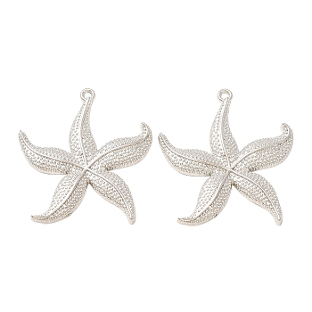 Tibetan Style Alloy Pendants, Starfish, Lead Free & Cadmium Free, Platinum, 48x43x3mm, Hole: 2.5mm