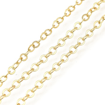 Rack Plating Brass Cable Chains, with Spool, Unwelded, Real 18K Gold Plated, 3.5x3x0.3mm, about 32.81 Feet(10m)/Roll