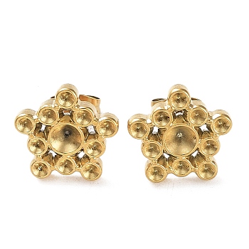 Ion Plating(IP) 304 Stainless Steel Stud Earrings Findings, Rhinestone Settings, Star, Real 18K Gold Plated, 13x13.5mm, Pin: 0.7mm, Fit for 1.6mm & 3.4mm Rhinestone