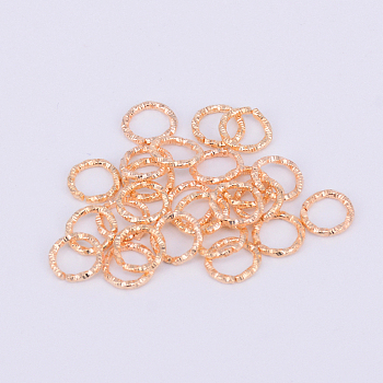 Iron Jump Ring, Open Jump Rings, Textured, Light Gold, 18 Gauge, 8x1mm, Inner Diameter: 5.5mm, about 50pcs/bag