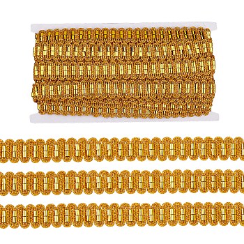 Metallic Polyester Ribbon, Wave Pattern, Gold, 3/4 inch(20mm), 15 yards/card