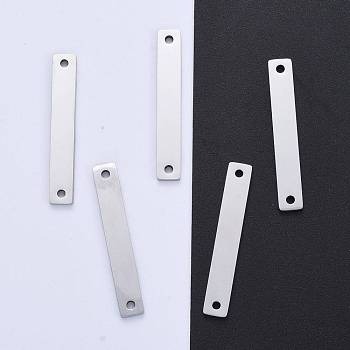 304 Stainless Steel Links Connectors, Manual Polishing, Stamping Blank Tags, Rectangle, Stainless Steel Color, 38x6x1.8mm, Hole: 1.8mm