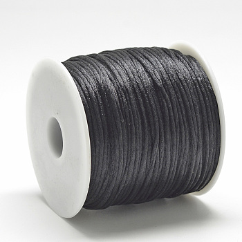 Nylon Thread, Rattail Satin Cord, Black, about 1mm, about 76.55 yards(70m)/roll