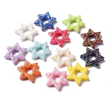 UV Plating Acrylic Beads, AB Color, Star, Mixed Color, 28.5x25x6mm, Hole: 2.5mm