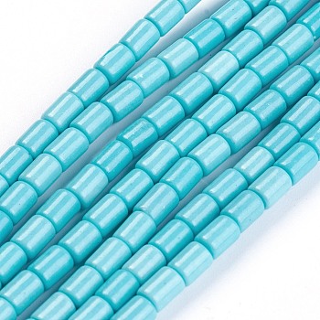 Synthetic Howlite Beads Strands, Dyed, Column, Turquoise, 5~5.5x3.5mm, Hole: 0.8mm, about 31pcs/strand, 6.1 inch(15.5cm)