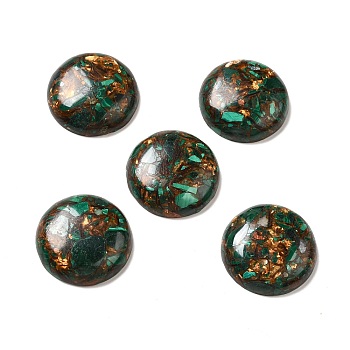 Assembled Synthetic Bronzite and Malachite Cabochons, Half Round/Dome, 30x8mm