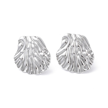 304 Stainless Steel Stud Earring for Women, Leaf, Stainless Steel Color, 18.5x18.5mm, Pin: 0.8mm